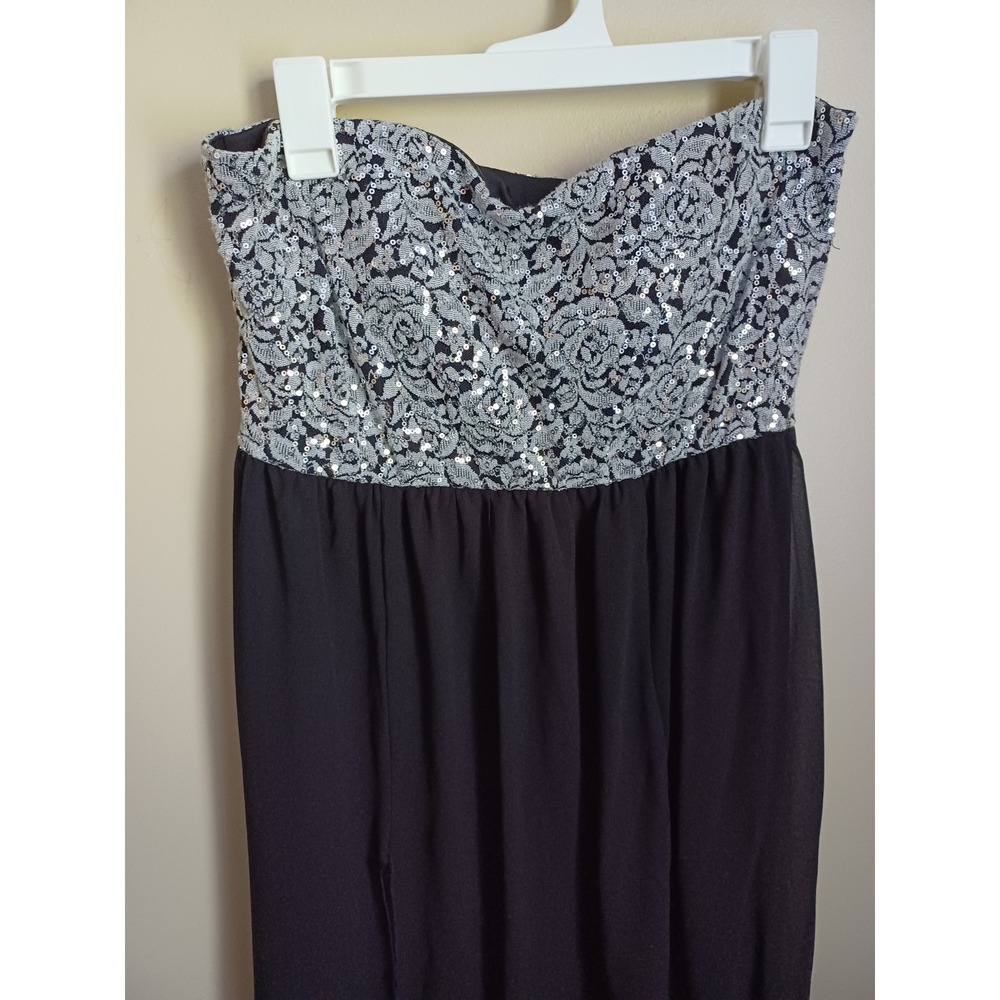 Women's Size XL My Michelle Black Sequins Floral Design Top Strapless Dress